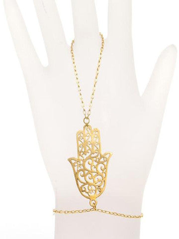 Hamsa Swirl Brass Plated Gold