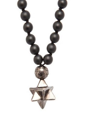 Mala Star Tetrahedron Onyx w White Brass and Gunmetal