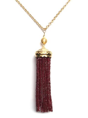 Sri Yantra Red Quartz Tassel