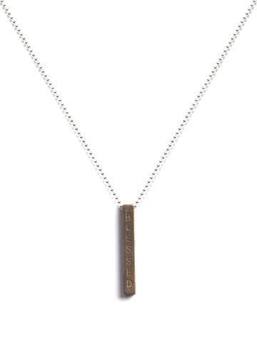 Blessed I AM I AM Bar Ox Brass Silver Necklace