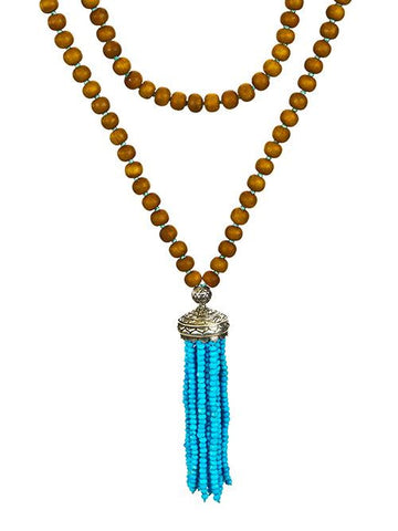 Mala- Sandalwood with Turquoise Tassel