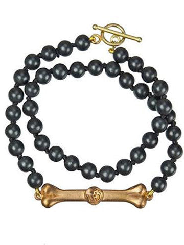 Double Wrap Bhakti Bar Bracelet- Matte Black