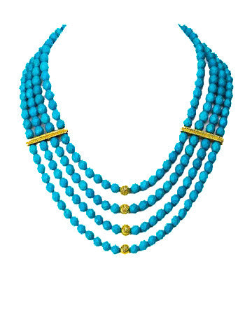 Four Row Collar Necklace Turquoise