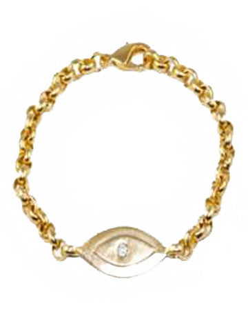 Evil Eye Link Bracelet with Cubic Zirconia - Gold
