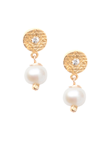 Sri Yantra Pearl Earrings- Vermeil