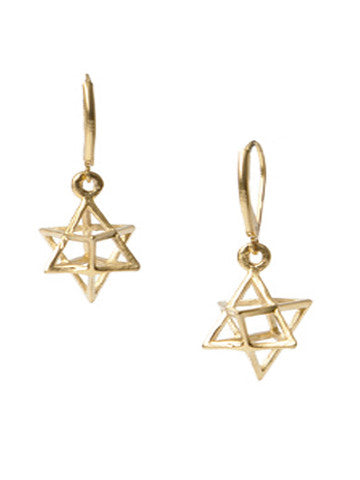 Star Tetrahedron Gold Earrings