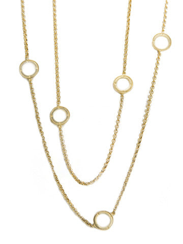 Double Layer Open Disk Necklace- Vermeil