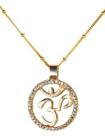 Om Necklace Vermeil with CZ Stones