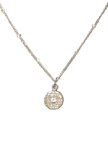 Sri Yantra a Pendant Small Sterling Silver with White Sapphire