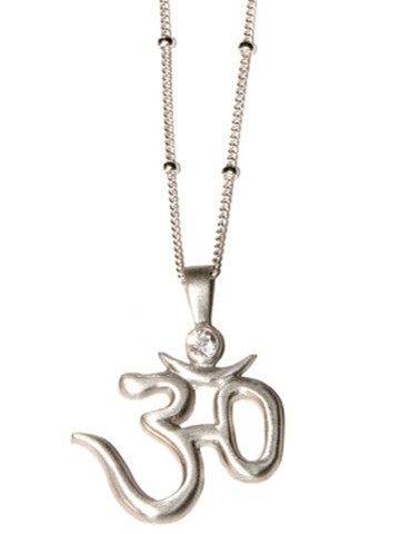 OM Necklace Sterling Silver with White Sapphire