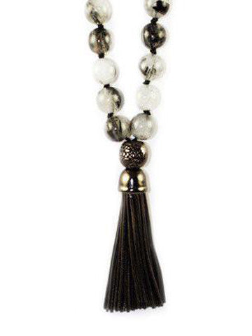 Mala Rutalite with Gunmetal Sterling Silver Tassel