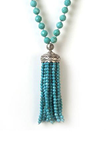 Mala - Turquoise Sri Yantra Beaded Tassel