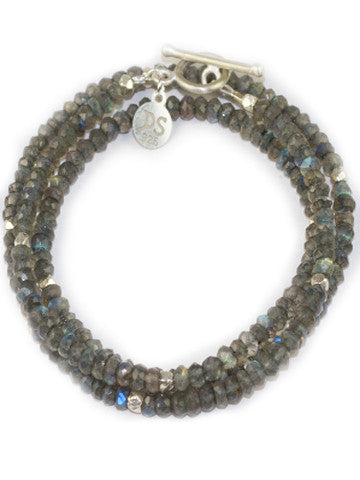 Triple Wrap Bracelet- Labradorite Silver