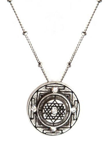 Sri Yantra a Medium Goddess Pendant with 5 Handset Cubic Zirconias