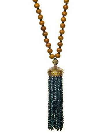 Mala- Sandalwood with Black Onyx Tassel