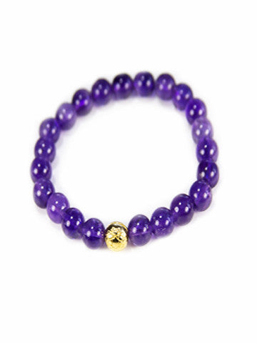 Sri Yantra Stretch Gemstone Bracelet- Amethyst