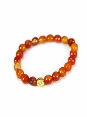 Sri Yantra Stretch Gemstone Bracelet- Carnelian