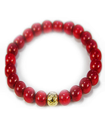 Sri Yantra Stretch Gemstone Bracelet- Coral