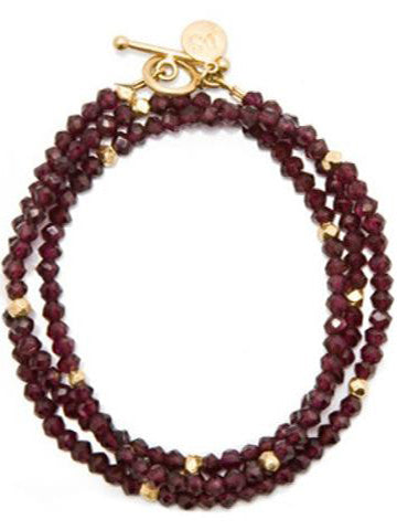 Triple Wrap Bracelet- Garnet