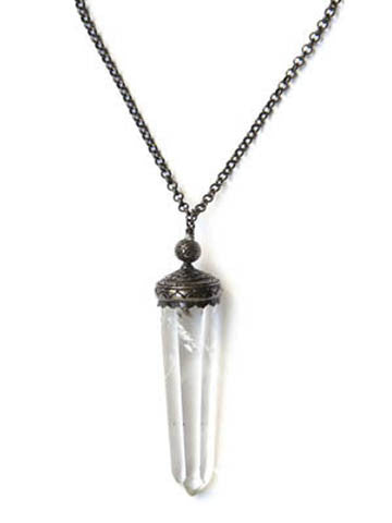 Sri Yantra 32" Crystal Necklace/Gunmetal