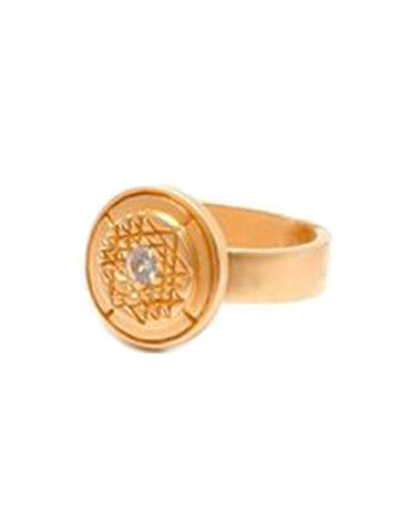 Sri Yantra Ring Small Medallion - Vermeil Saphire