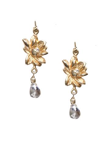 Lotus Crystal Drop Earrings