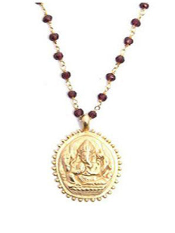 Garnet Beaded Ganesha Necklace