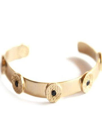 Sri Yantra Cuff 5 Stone Gold Style Bracelet