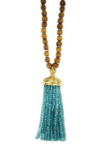 Mala- Sandalwood with Apatite Tassel