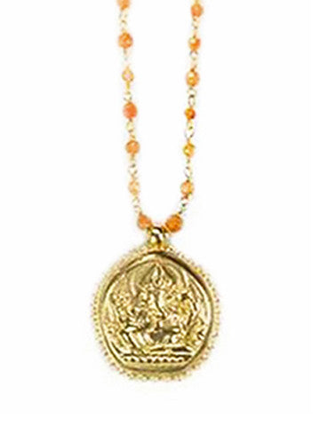 Carnelian Beaded Ganesha Necklace