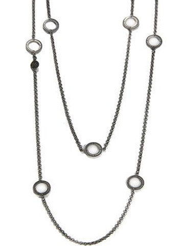 Double Layer Open Disk Necklace- Sterling Silver