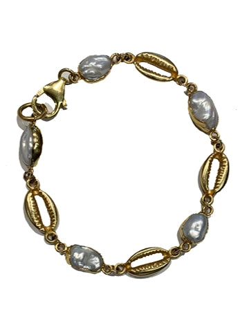 Cowrie Shell Small Pearl Bracelet