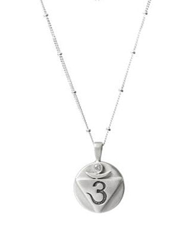 OM, Sterling Silver on Saturn Chain