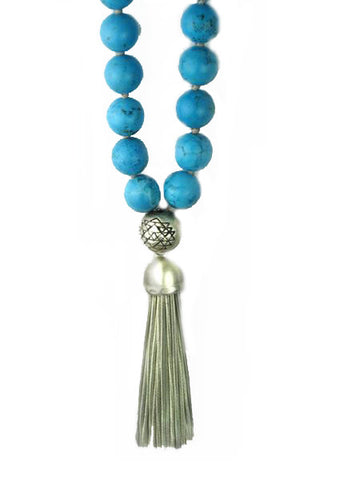 Mala - Turquoise with Sterling Silver Tassel