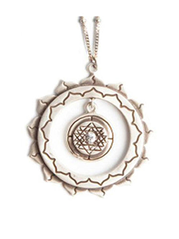 Sri Yantra an Inner Circle Pendant with Sapphire-Sterling Silver