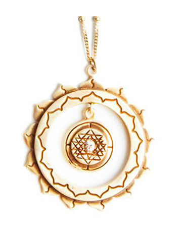 Sri Yantra an Inner Circle Pendant with Sapphire-Vermeil