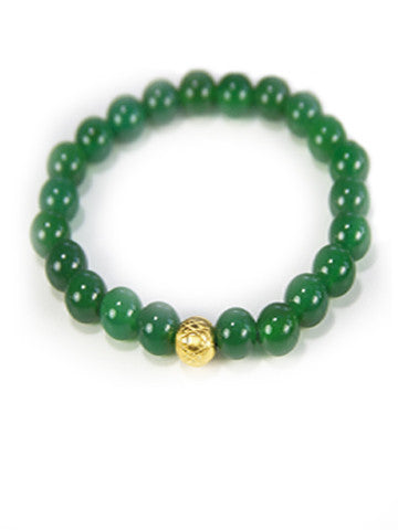 Sri Yantra Stretch Gemstone Bracelet- Green Agate