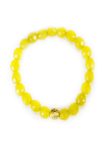 Sri Yantra Stretch Gemstone Bracelet- Yellow Agate