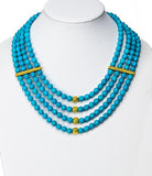 Four Row Collar Necklace Turquoise