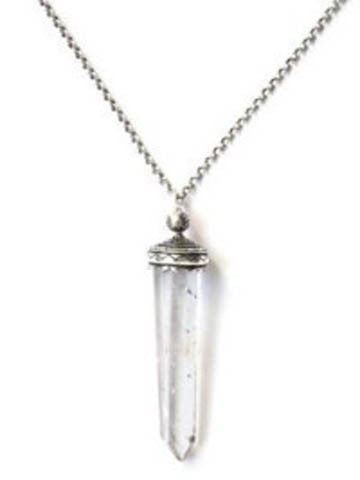 Sri Yantra 32" Crystal Necklace/Antique Silver