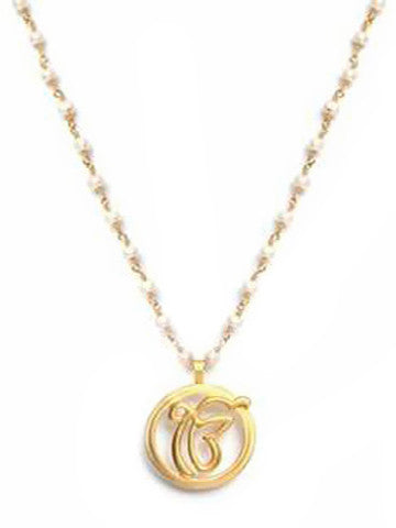 Ek Ong Kar Round Pearl Necklace- Vermeil